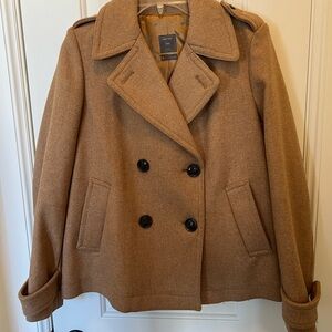 GAP Women's Classic Camel Wool Blend Peacoat  Size S